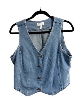 Sofia Jeans By Sofia Vergara Medium Denim Button-Front Vest Womens M (8-10)